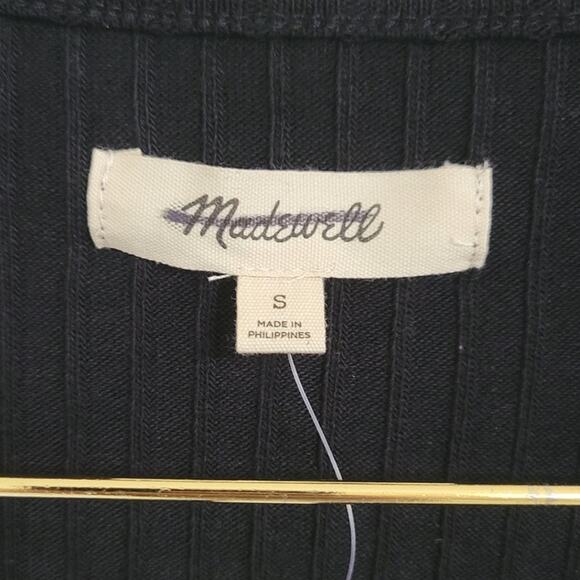 NWT Madewell Ribbed Sweetheart Tee Black Basic Minimalist S - Picture 6 of 9